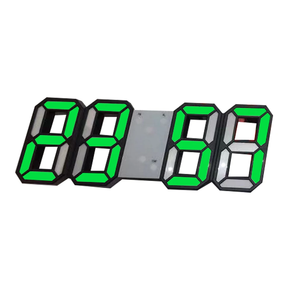 Green B 3D большой светодиодный цифровой настенные часы с датой Цельсия ночник Дисплей настольные часы будильник для дома гостиная - Цвет: Green B