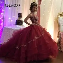 Роскошные бисерные Бальные платья для 16 15 лет Холтер открытая спина пышные милые 16 платья официальная одежда размера плюс
