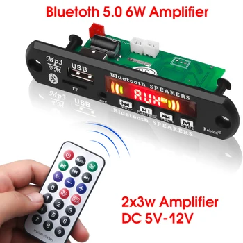 

Car MP3 Player Decoder Board 5V 12V Bluetooth 5.0 6W Amplifier FM Radio Module TF USB AUX Recorders Handsfree Remote Control