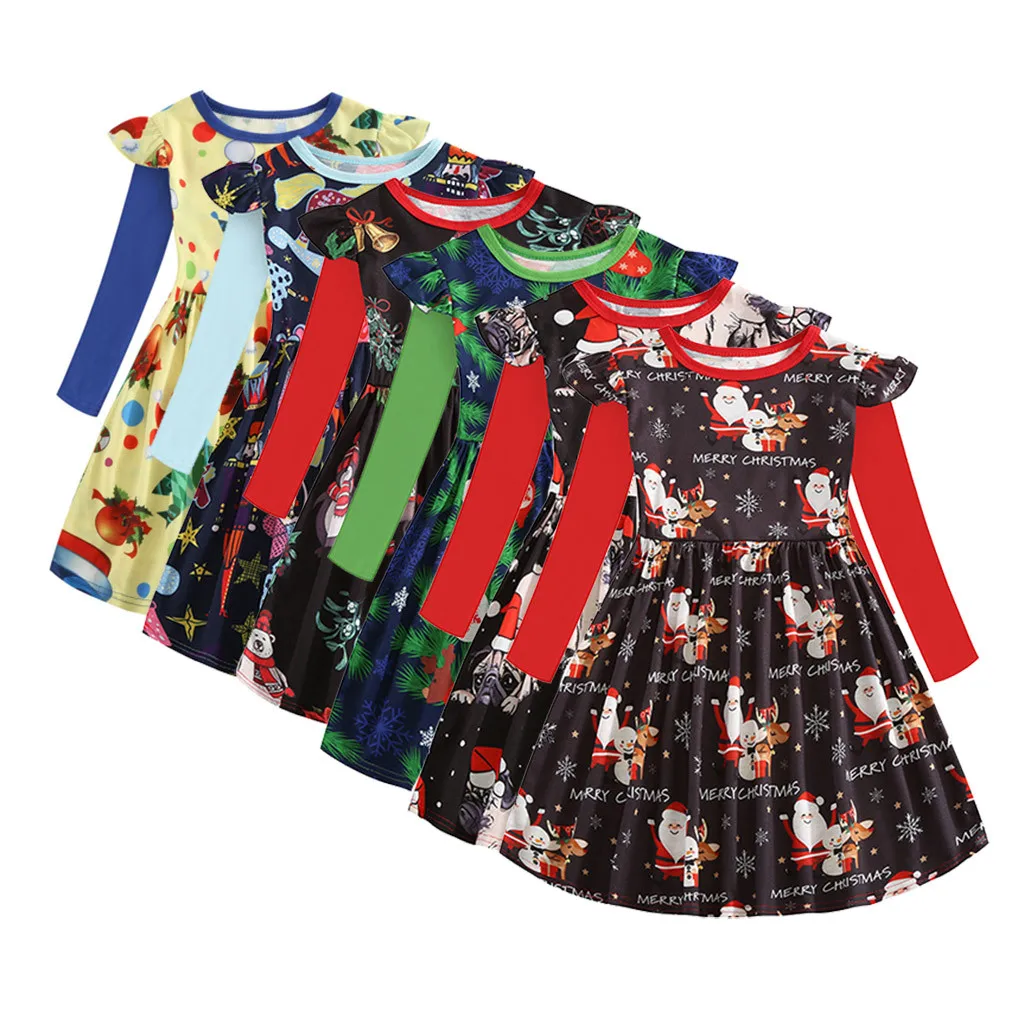 

Fashion Christmas Dress Baby Girl Dress Autumn Winter Animal Cartoon Deer Princess Dress Outfits vestido bebe فساتين اطفال Z4