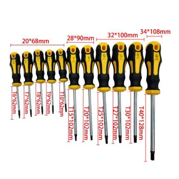 

11pcs Magnetic Screw Head Screwdriver Rod Tool Bar Steel T6-T40 Plastic Handle