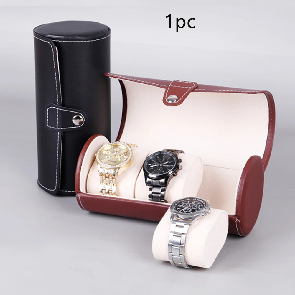 

Mini Watch Box Display Case Bangle Organizer Bracelet Roll Gift Portable Fashion PU Leather 3 Grids Holder Jewelry Storage