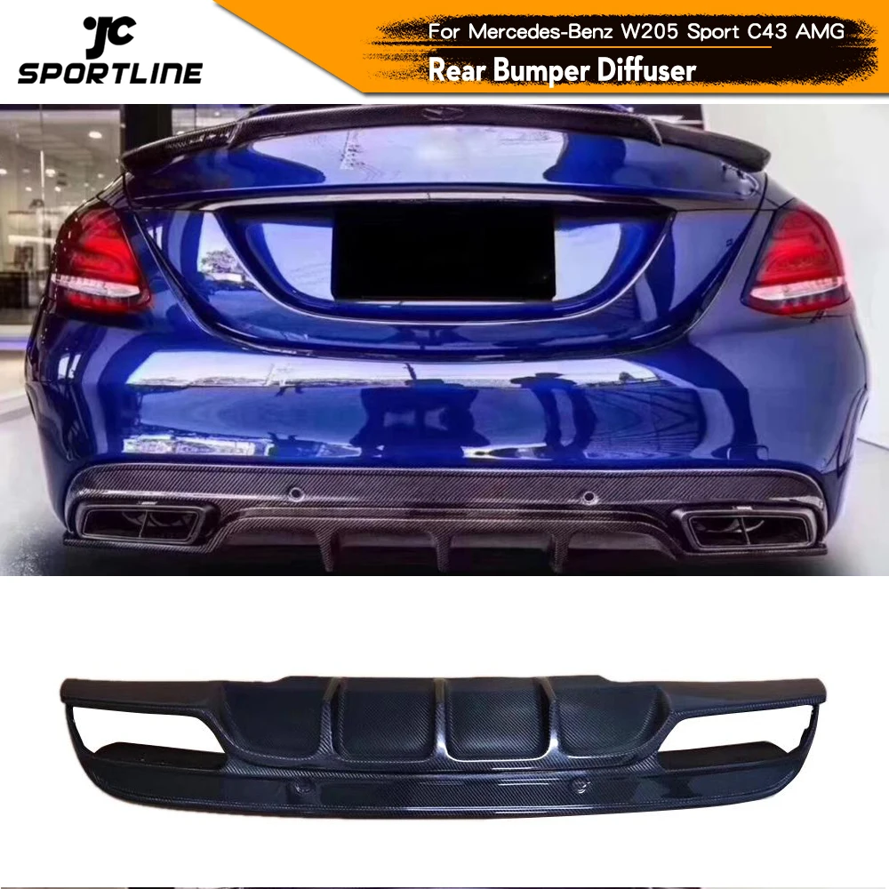 Диффузор заднего бампера из углеродного волокна для Mercedes-Benz C Class W205 Sport C43 AMG Sedan- Автомобильный задний диффузор