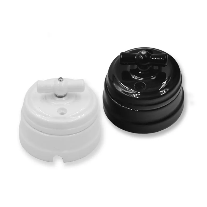 

10pcs High Quality Retro EU Ceramic 4-speed Switch European Ceramic Knob Wall Lamp Switch Accessories 10A