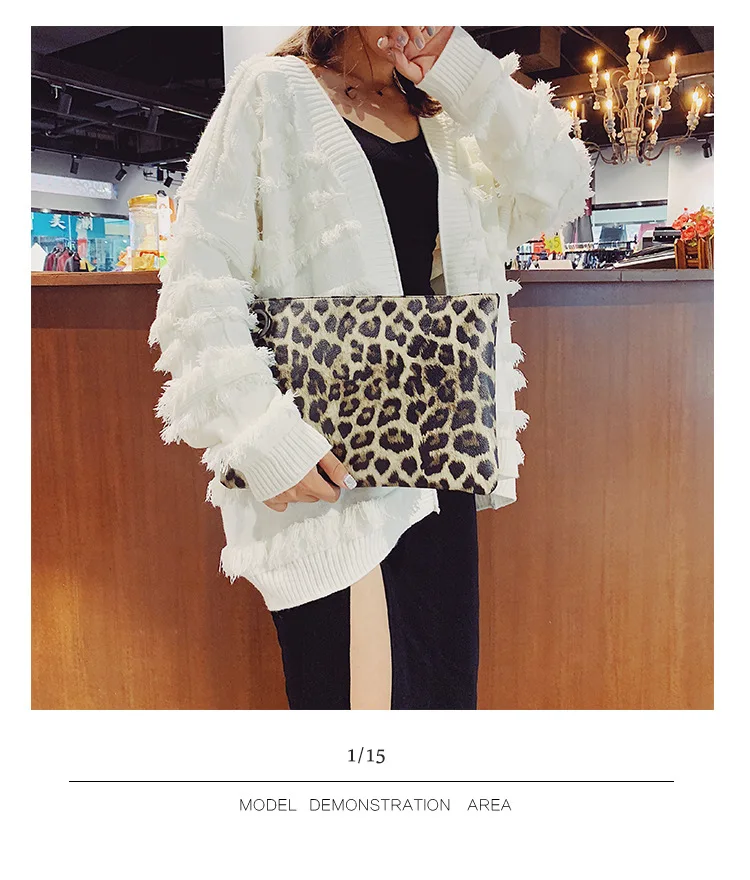 Casual Bags for Women Animal Print Leopard Clutch Female Fashion Design Leather Wallet Messenger Bag Ladies Elegant Handbag