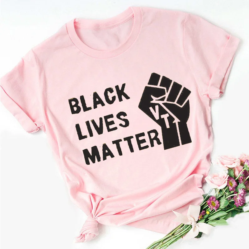BLACK LIVES MATTER Alphabet Print Pink T-shirt Women New Summer Short Sleeve Fashion Lady Tops T Shirt Ladies Female Tee Tshirt