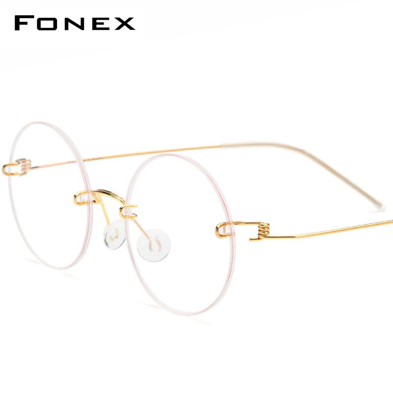 Мужские и женские очки без оправы FONEX с круглой оптикой для близорукости