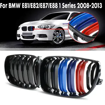 

For BMW 1Series E81 E87 2008 2009 2010 2011 Car Front Bumper Grille Grill Cover Gloss Black Double Slat replacement Front Grille