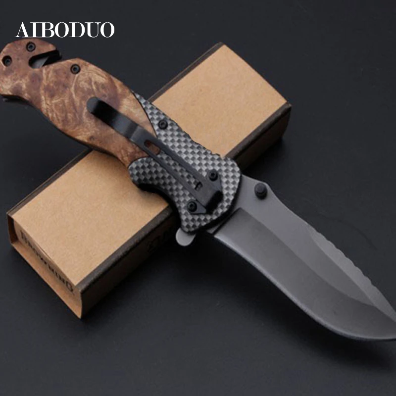 

57HRC Climbing Knife Outdoor With Box Parcel Survive Fold Pare Blade Camp Multi Tool Fruit Package Peel Pocket Peeler Sharp