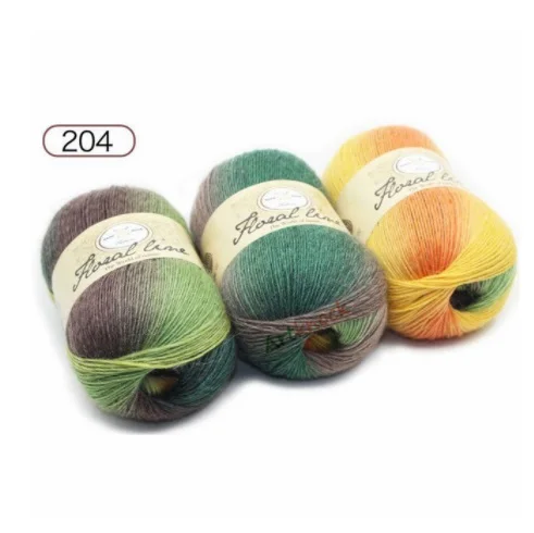 204 mylb 3pcs X100g Fine Rainbow Line Yarn for Knitting Cashmere Wool Yarn Crochet Melange High Tenacity Knitting Needle 12 - Цвет: 204