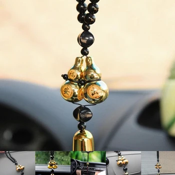 

New Hot Fashion Car Interior Accessories Ornaments Gold Plated Double Gourd Lucky Entry Car Pendan 1 Pcs