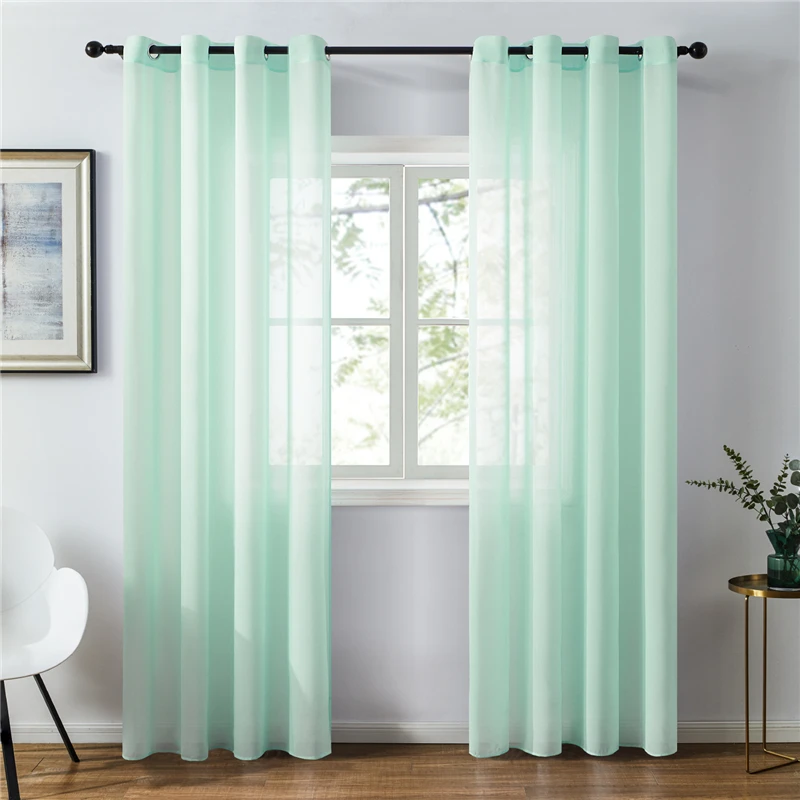 Topfinel Solid Color Sheer Curtains For Living Room Bedroom Chiffon Tulle Window Treatment Drapes For Kitchen Home Decoration