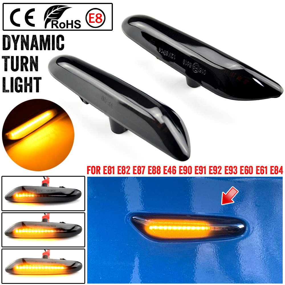 

Sequential Flashing LED Turn Signal Side Marker Light Blinker for BMW X3 E83 X1 E84 X5 X53 E60 E61 E46 E81 E82 E90 E92 E87 E88
