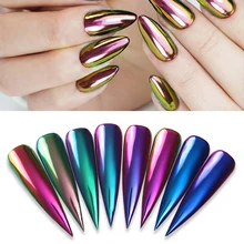 Хамелеон яркие блестки для ногтей порошок Неоновый Аврора эффект ногтей пыль хром пигмент красочный металлический порошок Дизайн ногтей украшения