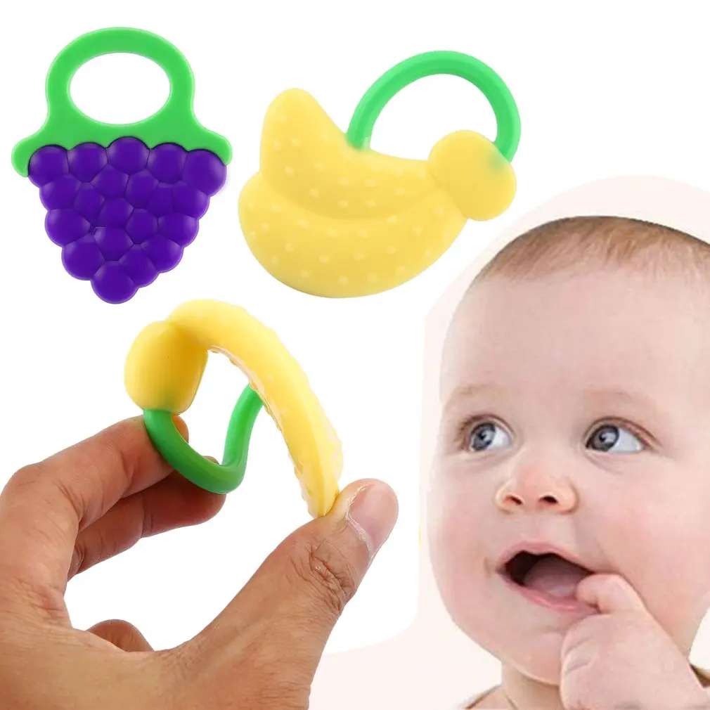 Infant Fruit Teether Toys Grape Banana Watermelon Cartoon Shape Baby Food Grade Silicone Dental Teethers | Мать и ребенок