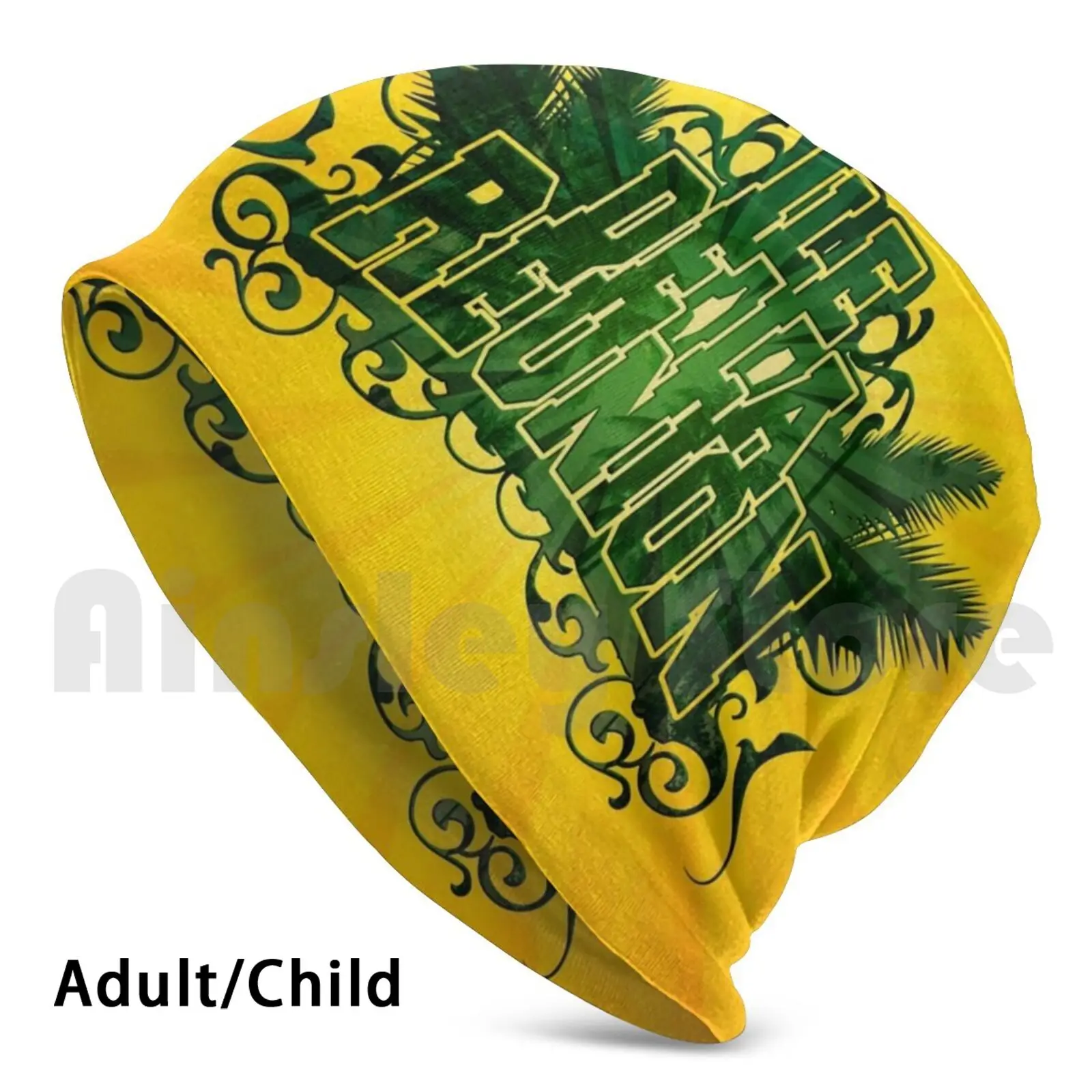 Reunion Island-Palm Green Berretti Knit Hat Hip Hop 974 974 Reunion Island Reunionese Creole Neem Local Leetchi