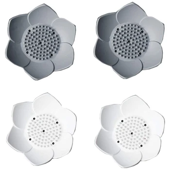

Bathroom Home and Living Lotus Soap Box Soap Tray Holder Case Container(2 Gray and 2 White)