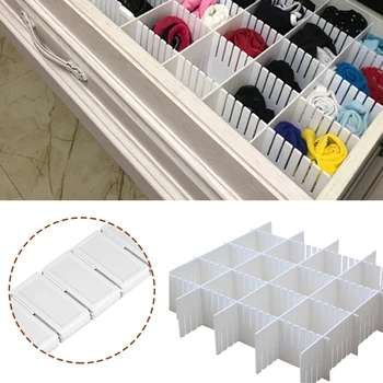 

6/4X Plastic DIY Grid Drawer Divider Household Office Necessities Organizer Divider Drawer Grid Partition