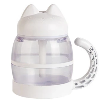 

3 in 1 420ML USB Cat Air Humidifier Ultrasonic Cool-Mist Adorable Mini Humidifier with LED Light Mini USB Fan for Home Office