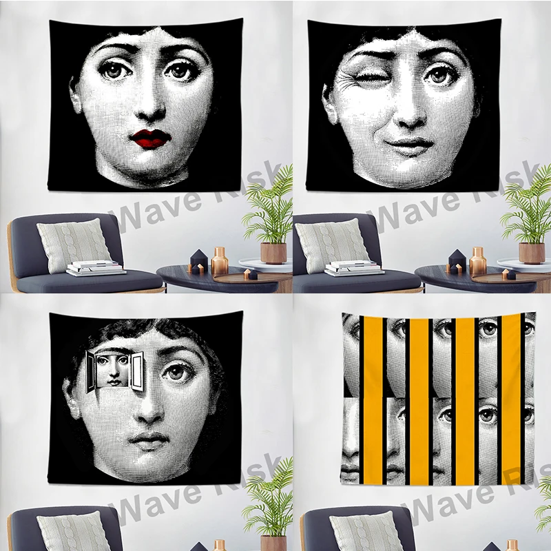 

Lady Face Decorative Tapestry Mlian style Hanging Cloth Retro Nordic Wall Curtain Dorm Bed Hanging Fabric Craft 2020 New Pendant