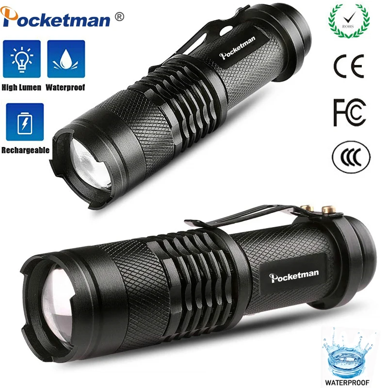 Mini Led Flashlight Tactical LED Torch Lamp Light Q5 3 Mode Zoomable Camping