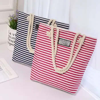 

2020 New Korean Women's Bag Striped Canvas Handbag N Fashion Fresh Shoulder Messenger Bag Lovely Beautiful