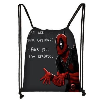 

Custom Cute Deadpool Drawstring Bag Daypack Kids Satchel Casual Backpack Teenager Storage Bag Women Men 32x38cm*18-1031-33