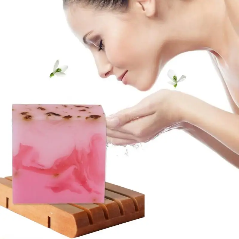 100 г розовое Натуральное эфирное масло ручной работы кожи Отбеливающее масло мыло для купания глубокое очищение уход за кожей лица