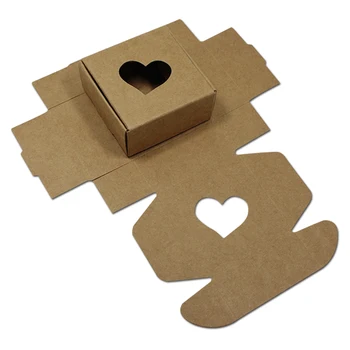 

DHL 400Pcs Brown Gift Cardboard Gift Boxes Heart Hollow Out Kraft Paper Handmade Craft Soap Cookie Jewelry Packaging Wedding