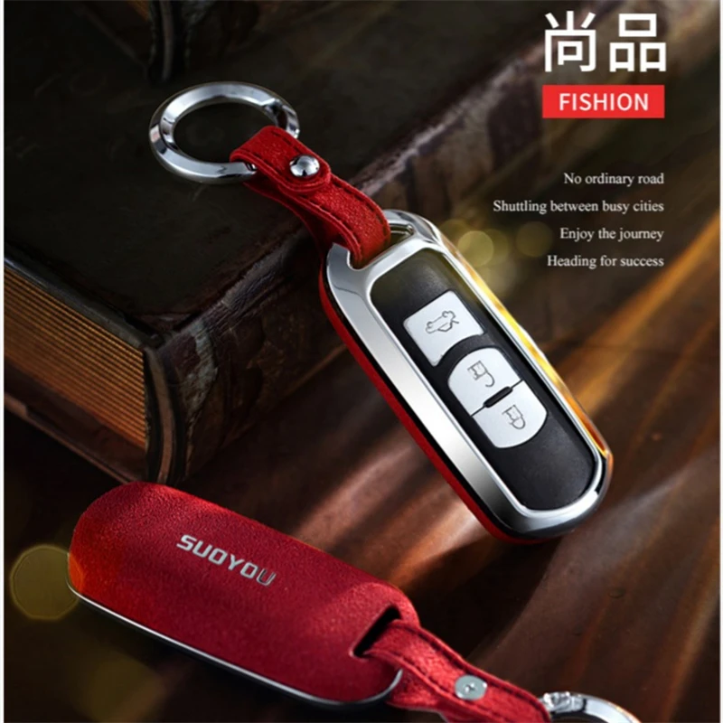 

Suede Leather Zinc alloy Car Key Protection Case Cover For MAZDA 2 3 5 6 8 CX-3 CX-5 CX-7 CX-9 Speed Miata MX5 RX 2 3 4 Buttons