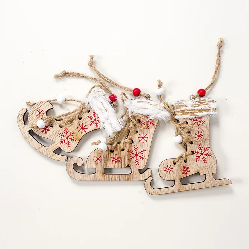 3pcs brown Деревянная Расписная маленькая машинка, рождественская подвеска, креативная Рождественская елка, висячие украшения, окно, дисплей, рождественские вечерние украшения, Детская Подарочная игрушка - Цвет: 3pcs brown