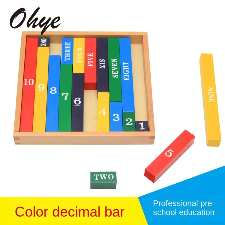  Wooden building blocks Montessori children colored decimal bars kindergarten early education Montes - 4000549111897