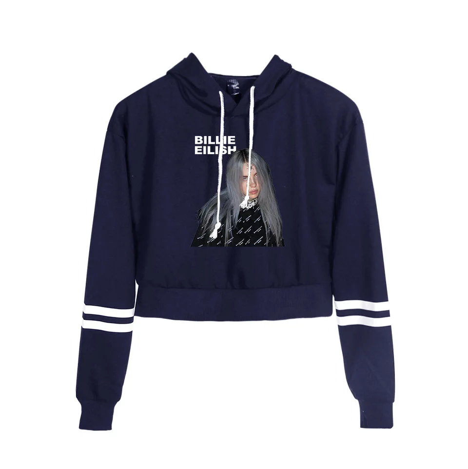 Красивый кроп Топ Billie Eilish толстовка с капюшоном, женские толстовки высокого качества Весна осень сексуальные толстовки Billie Eilish одежда