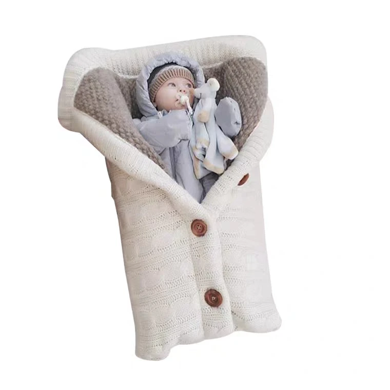 

Newborn Baby Sleeping Bag Envelope for Kids Sleepsack Blanket Swaddle Footmuff For Stroller Knitted Warm Autumn Winter