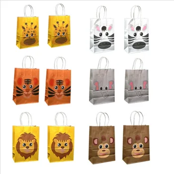 

12pcs/set Animal Lion King Paper Gift Bags Party Bag For Party Baby Shower Birthday Decor Candy Box Favors Event Party Supplies