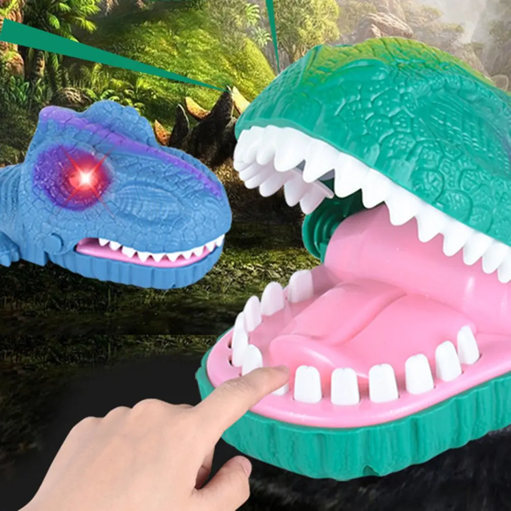 2019 NEW Crazy Dinosaur LED Teeth Game Toy Parent-child Interactive Game Biting Finger Toy Dinosaur Shape Spoof Sound
