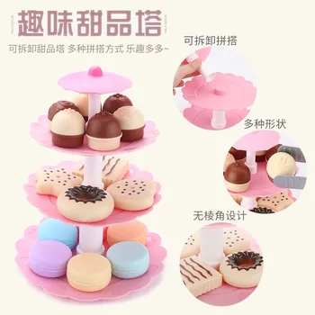

Fun Play House Dessert Tower CHILDREN'S Toy Model Small Cake Afternoon Tea Cookie Donut Macaron Set