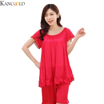 

KANCOOLD New Fashion Womens Simulation Comfortable Short Sleeve Sleepwear Short Nightwear Simple High Quality Homewear Sets