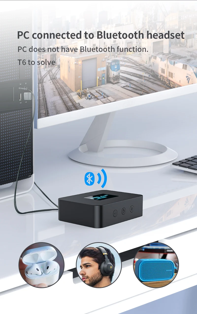 Videorlo-transmissor de áudio com tela oled, bluetooth,