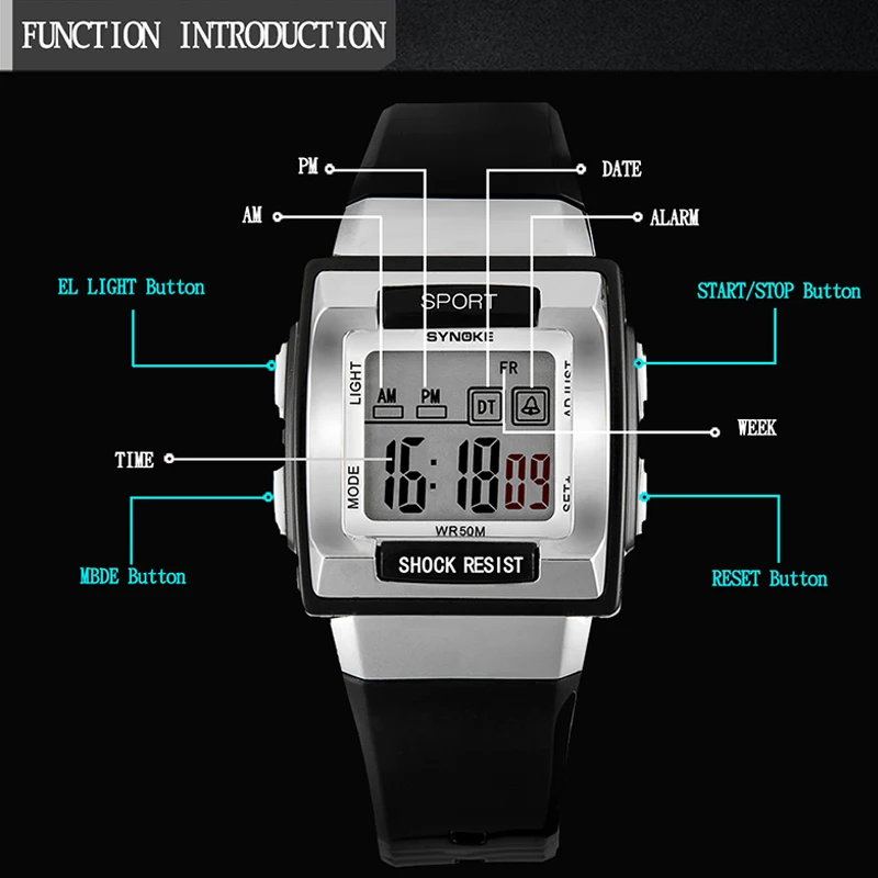 SYNOKE, детские наручные часы, водонепроницаемые, силиконовые, цифровые часы, Детская мода, светодиодный, спортивные часы для студентов, часы, часы, подарок