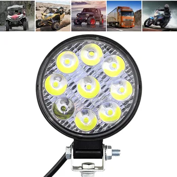 

Round 27W LED Work Lights 12V-24V Off-Road Flood Spot Lamps For Car Auto SUV 4WD