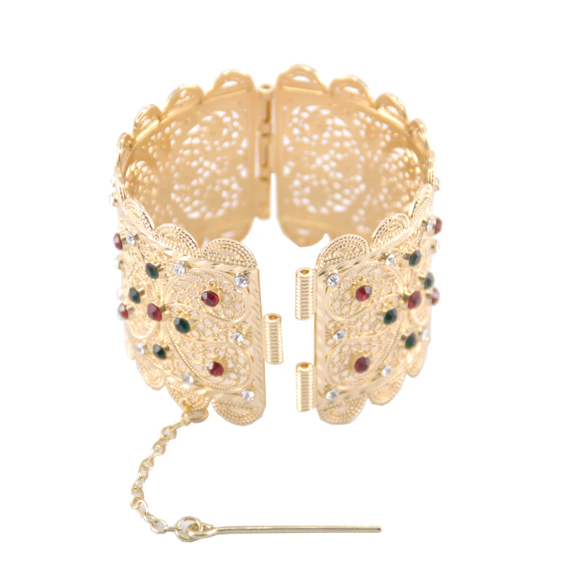 Fashion Moroccan style Caften wedding rhinestone wide bracelet retro Arab women's bracelet jewelry