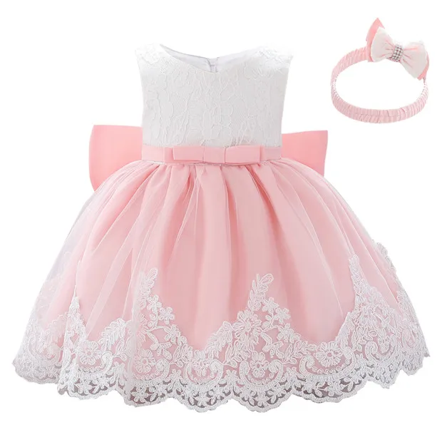 peach pink Розничная ; платье для новорожденных девочек 1 года; платье для дня рождения платье для крестин с аппликацией в виде бабочки для маленьких девочек; L1911XZ - Цвет: peach pink