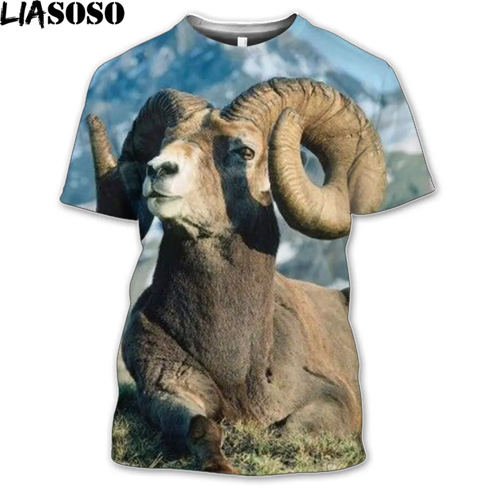 

LIASOSO Animal Goat Casual Shirt Men Women T-shirt Loose Oversized Clothing Funny Fashion Shirt Jogging Sweatshirt Streetwear