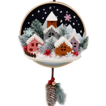 

Christmas Theme Felt Wall Hanging Decor Handmade Needle Felting Kit 30X18cm Door Hanging Ornament DIY Craft Felt For Room Decor