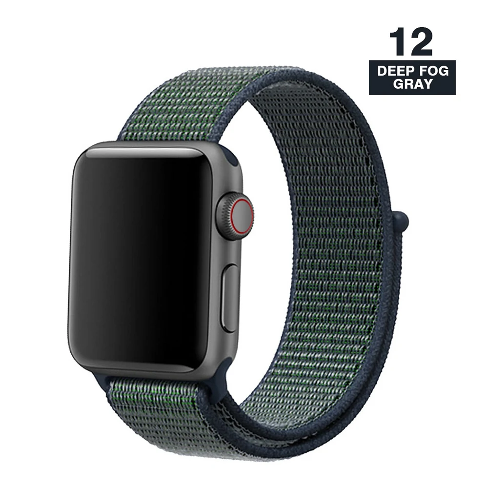 Midnight Fog Ремешок для наручных часов Apple Watch серии 3/2/1 38 мм 42 мм мягкий нейлон дышащий сменный ремешок Спортивные петли для наручных часов iwatch серии 4 5 40 мм 44 мм - Цвет ремешка: Midnight Fog