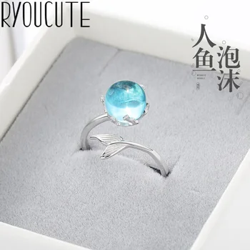 

New Cute Funny Silver Color Crystal Fish Tail Finger Ring For Women Girls Gifts