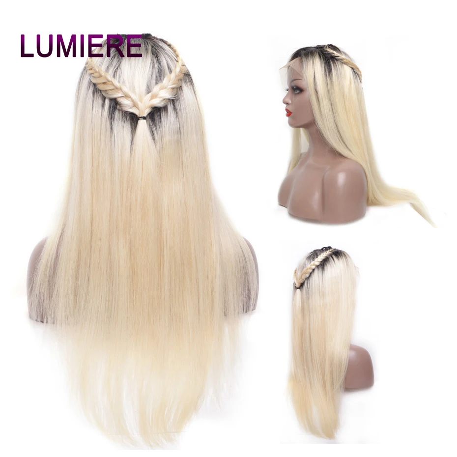 Lumiere 1B/613 Blonde Full Lace Front Human Hair Wigs Brazilian Straight Hair 613 Transparent Lace Frontal Wigs Remy hair