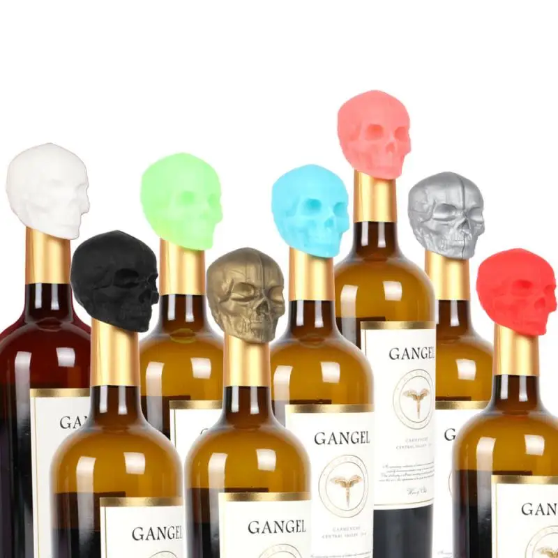 Silicone Skull Bottle Stopper Reusable Vacuum Sealed Red Wine Cap Preservation Retain Freshness Champagne | Дом и сад