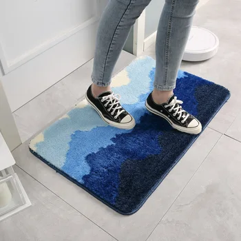

Flocking Bath Mat Water Absorb Anti Slip Bathroom Rug Mountain Print Carpet Living Room Floor Mat for Kids Tapete De Banheiro